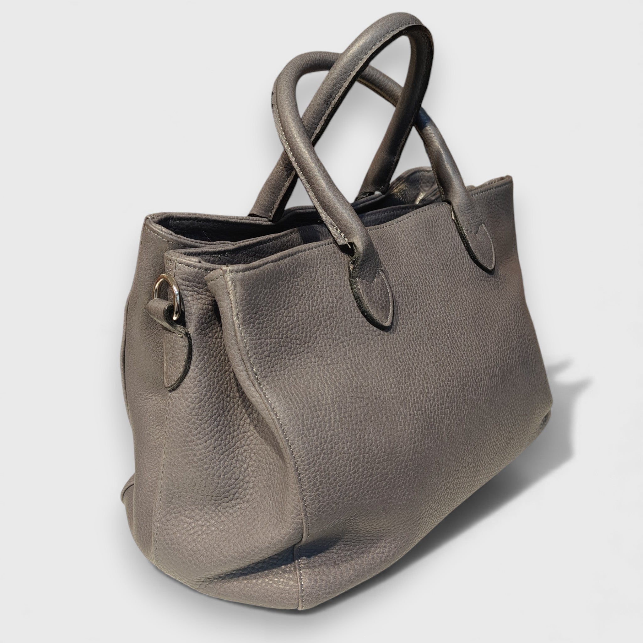 Pelletteria Pelle Nuda Milano, Artigianato italiano, Vera pelle, Negozio borse donna, 3 zip grigio cenere