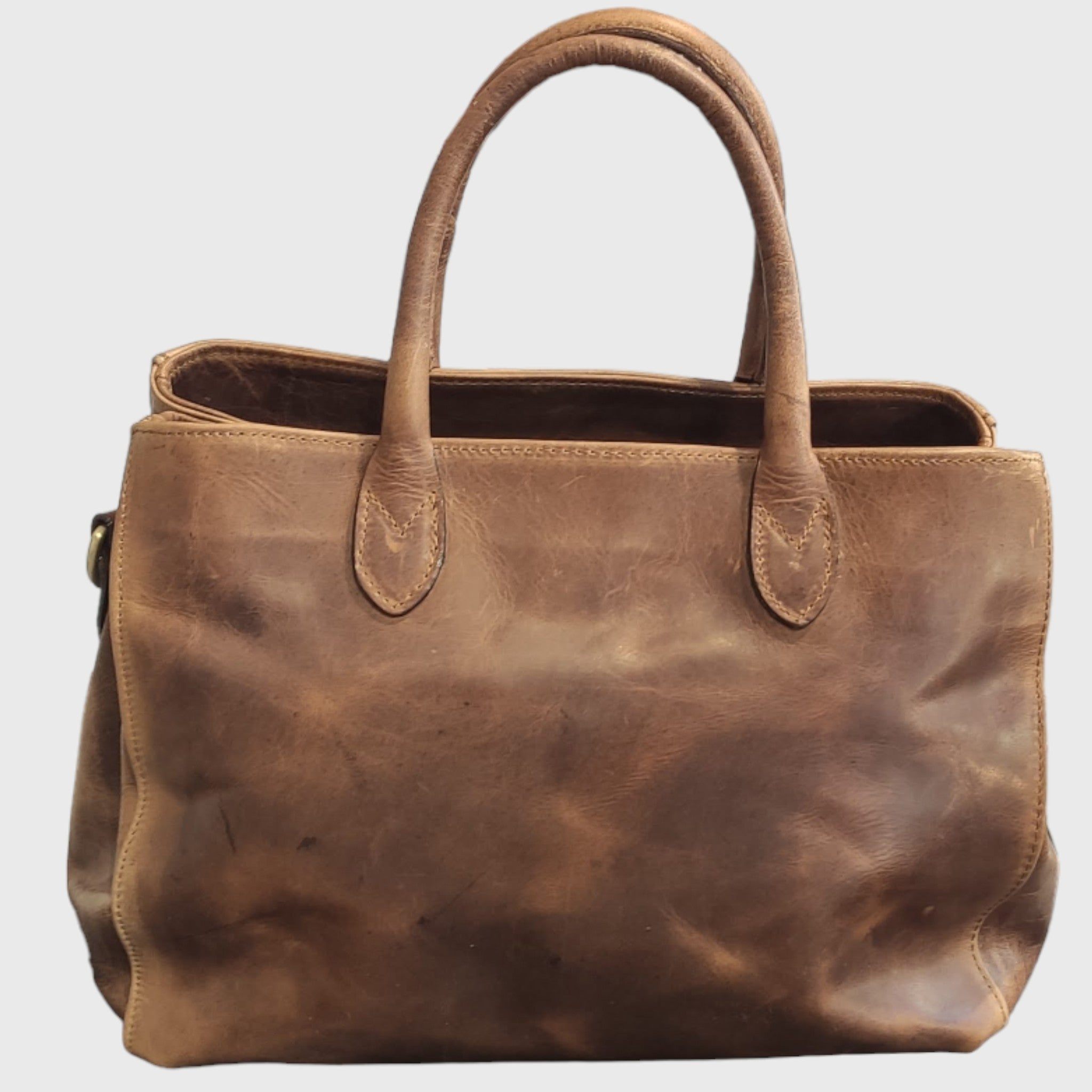 Pelletteria Pelle Nuda Milano, Artigianato italiano, Vera Pelle, Borsa donna, 3 zip marrone
