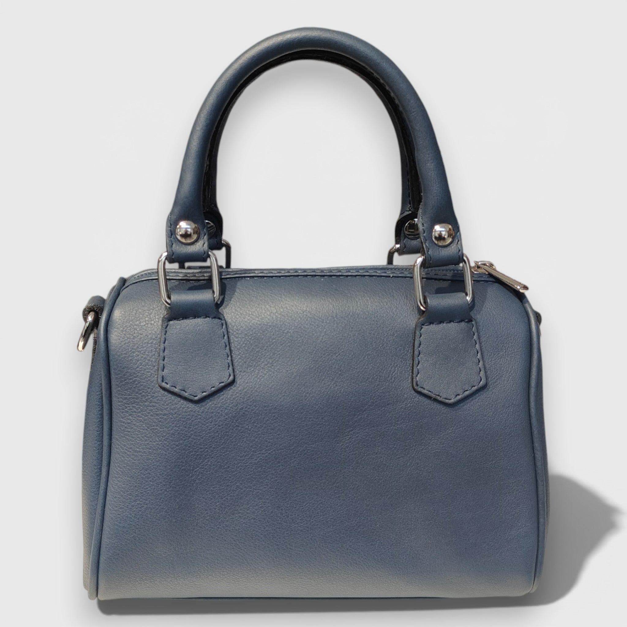 Pelletteria Pelle Nuda Milano, Artigianato Italiano, Vera pelle, Negozio borse donna, Bauletto Mini blu