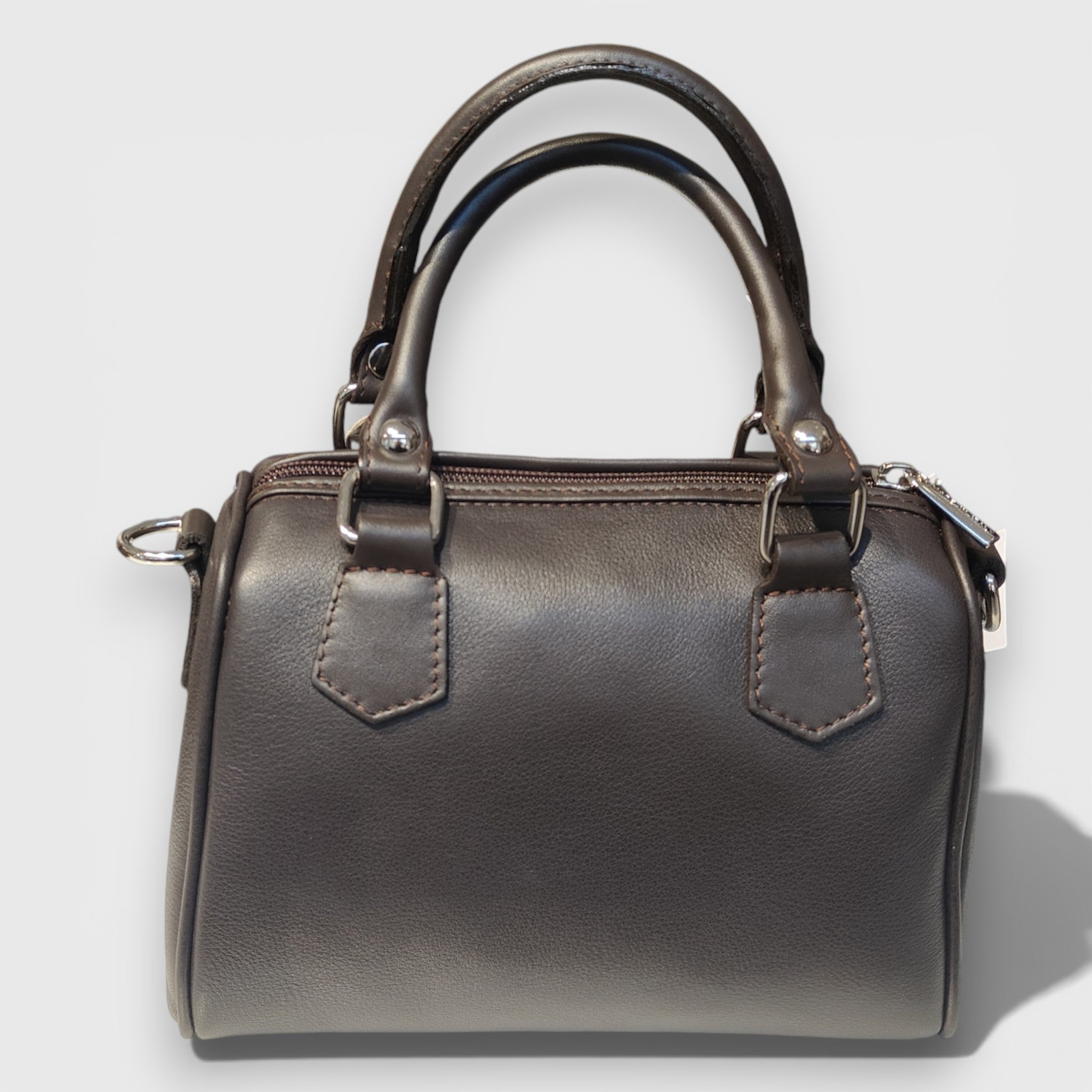 Pelletteria Pelle Nuda Milano, Artigianato Italiano, Vera pelle, Negozio borse donna, Bauletto Mini marrone