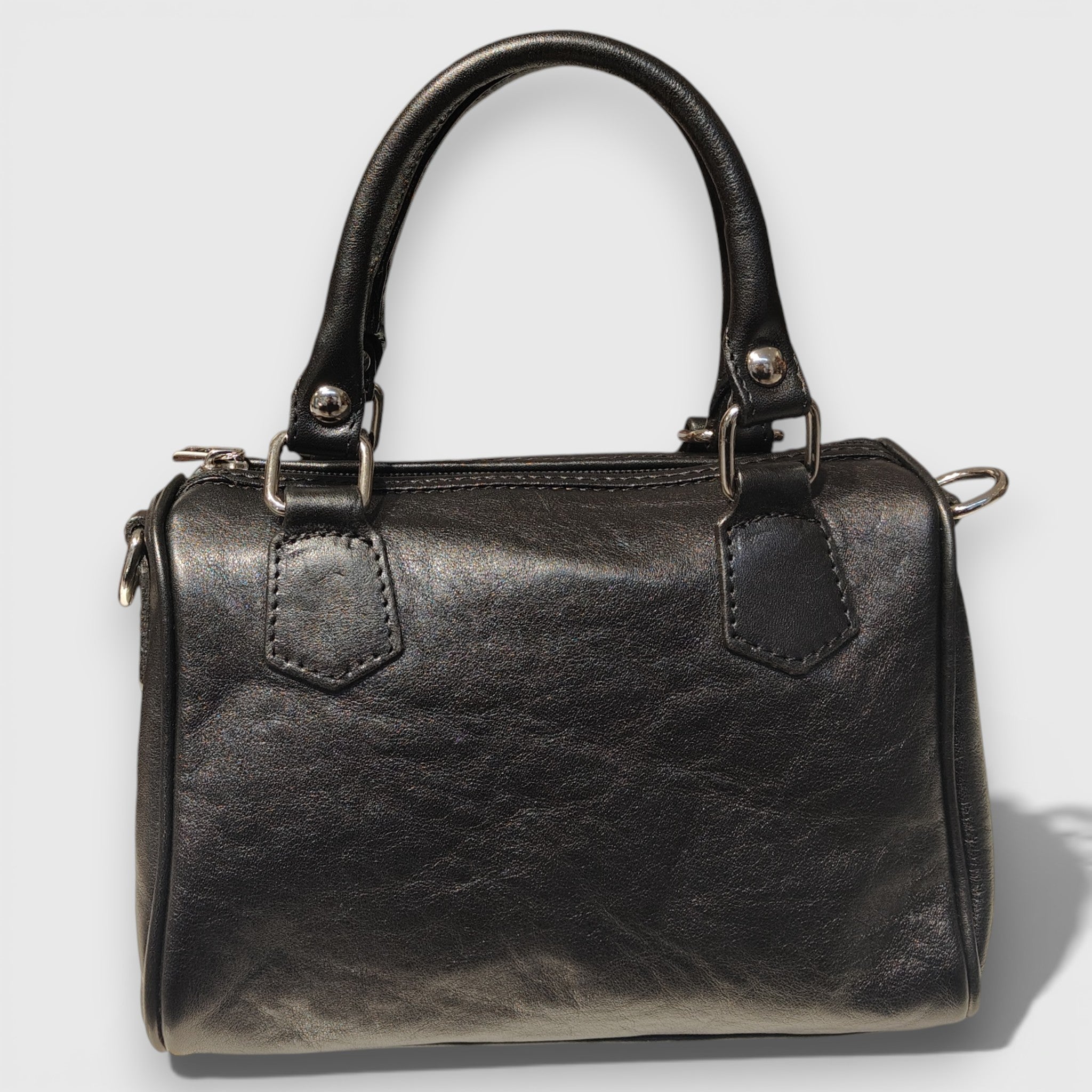 Pelletteria Pelle Nuda Milano, Artigianato Italiano, Vera pelle, Negozio borse donna, Bauletto Mini nero