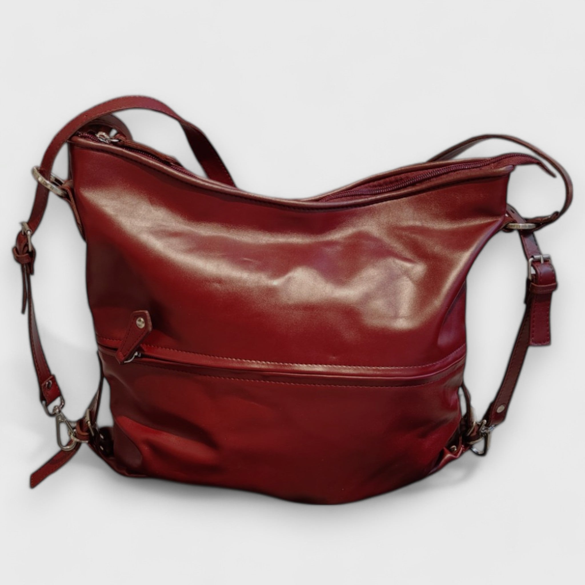 Pelletteria Pelle Nuda Milano, Artigianato Italiano, Vera pelle, Borsa donna, Borsa Zaino bordeaux