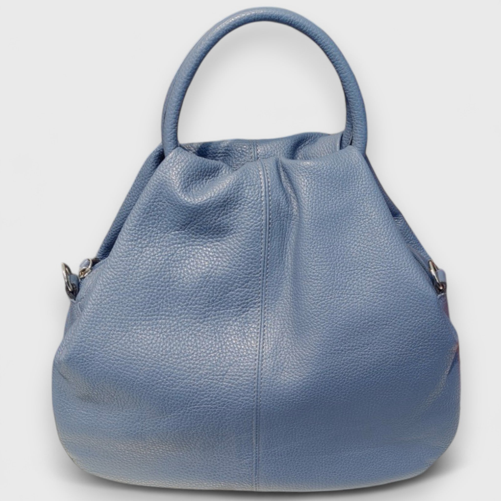 Pelletteria Pelle Nuda Milano, Artigianato Italiano, Vera pelle, Negozio borse donna, Frida azzurro