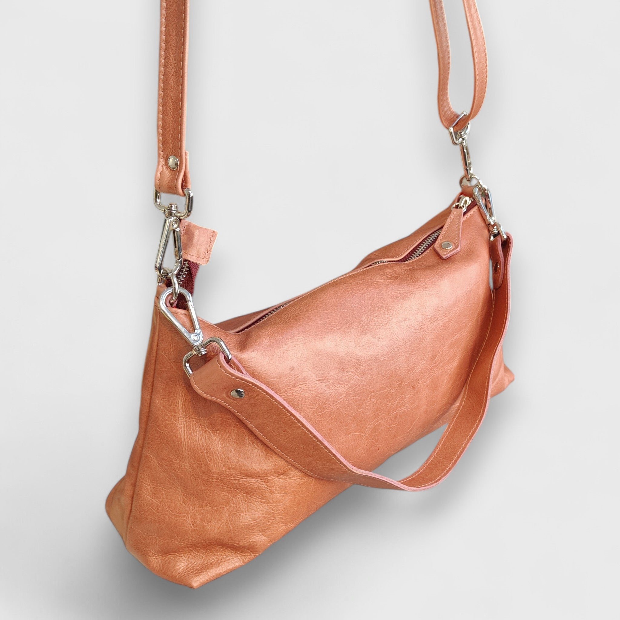 Pelletteria Pelle Nuda Milano, Artigianato Italiano, Vera pelle, Negozio borse donna, Lorenza marrone rosato