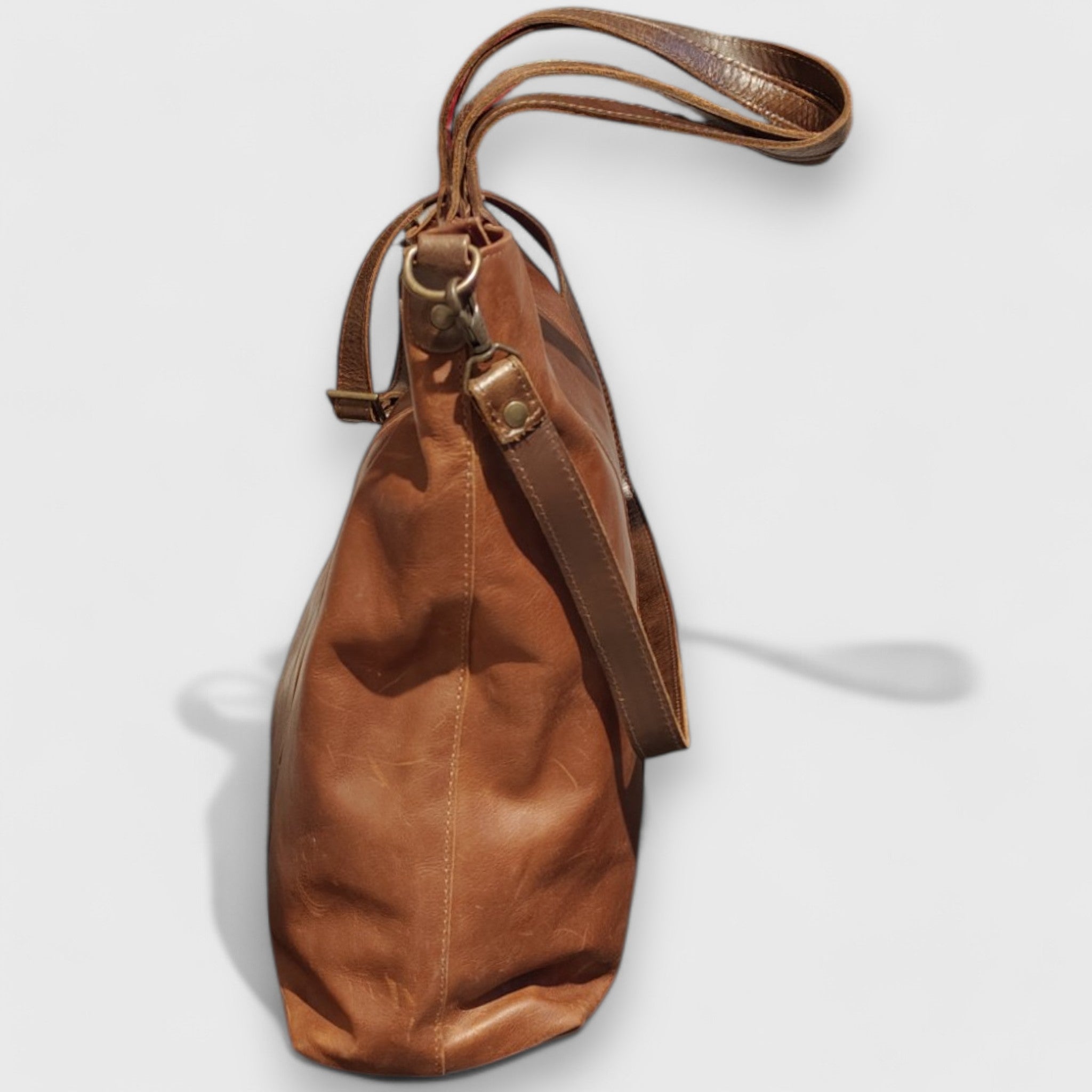 Pelletteria Pelle Nuda Milano, Vera pelle, Artigianato italiano, borsa donna, shopper Loris marrone