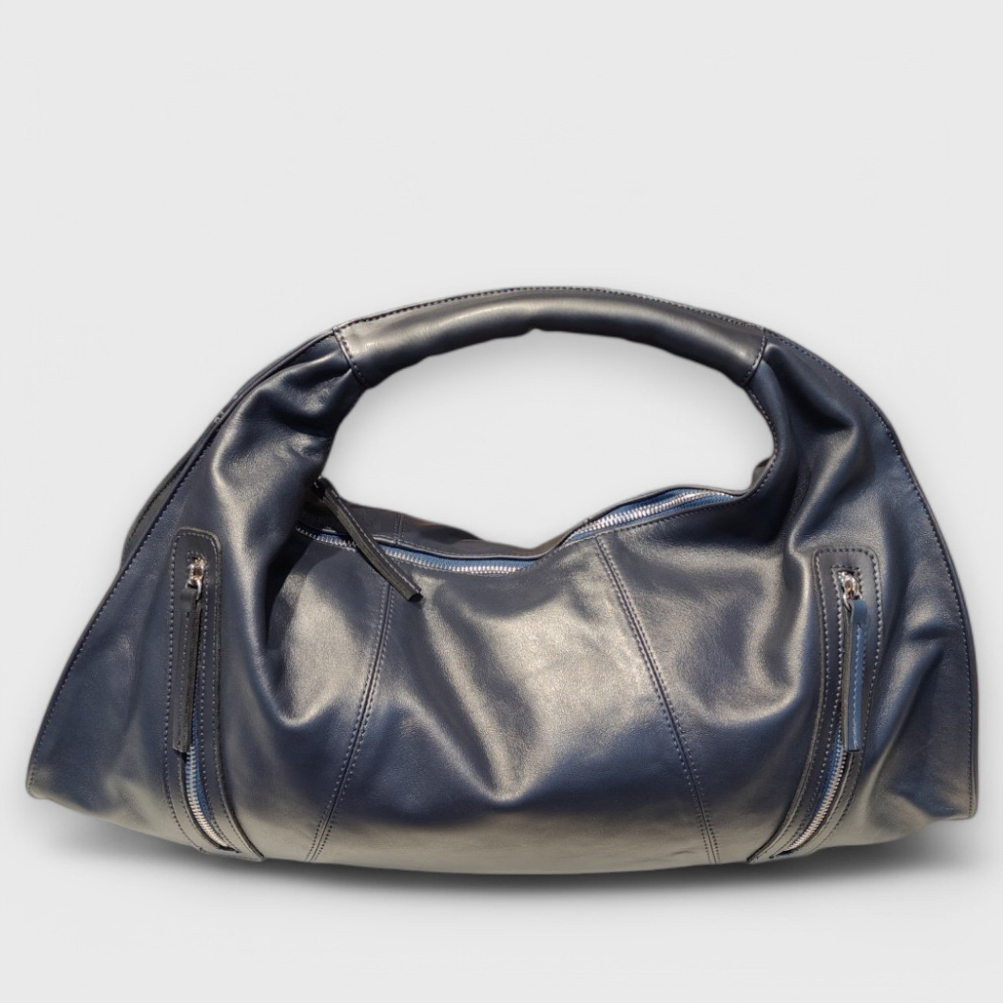 Pelletteria Pelle Nuda Milano, Artigianato Italiano, vera pelle, Negozio borse donna, Melisa blu