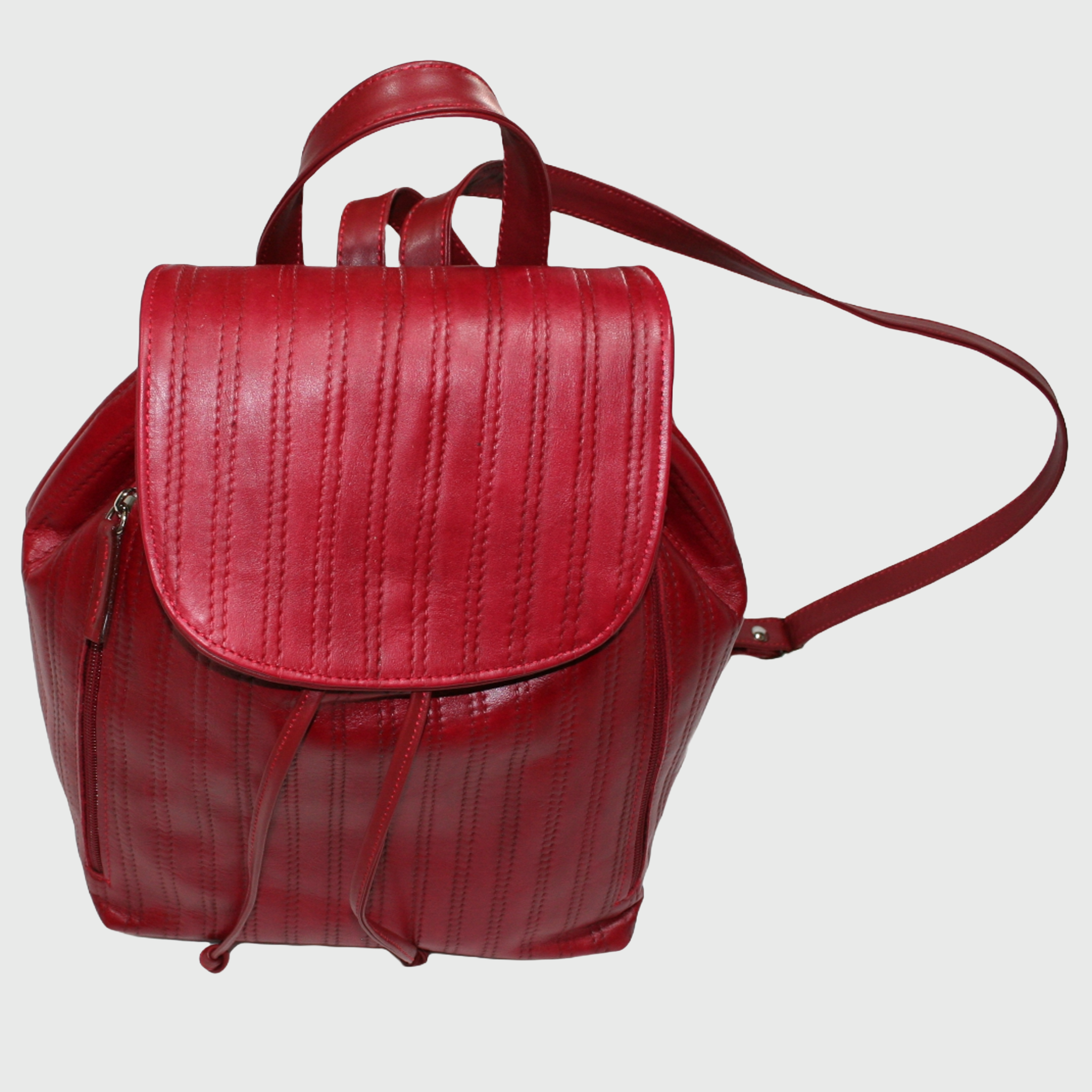 Zaino donna, borsa in pelle, vera pelle, rosso, artigianato italiano, Pelle Nuda Milano