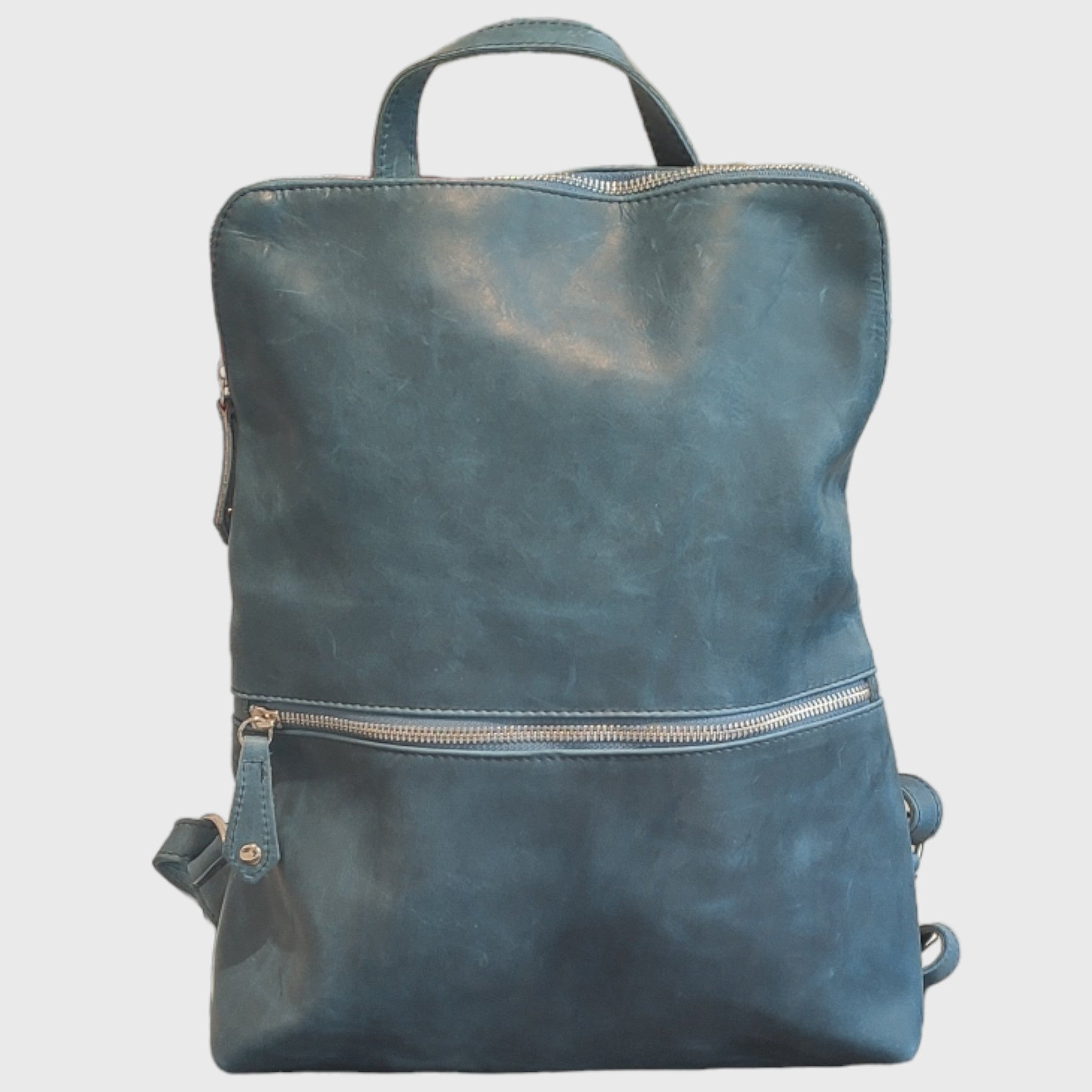 Zaino Genova Marrone, vera pelle, zaino uomo, zaino donna, Pelletteria Pelle Nuda blu, artigianato italiano