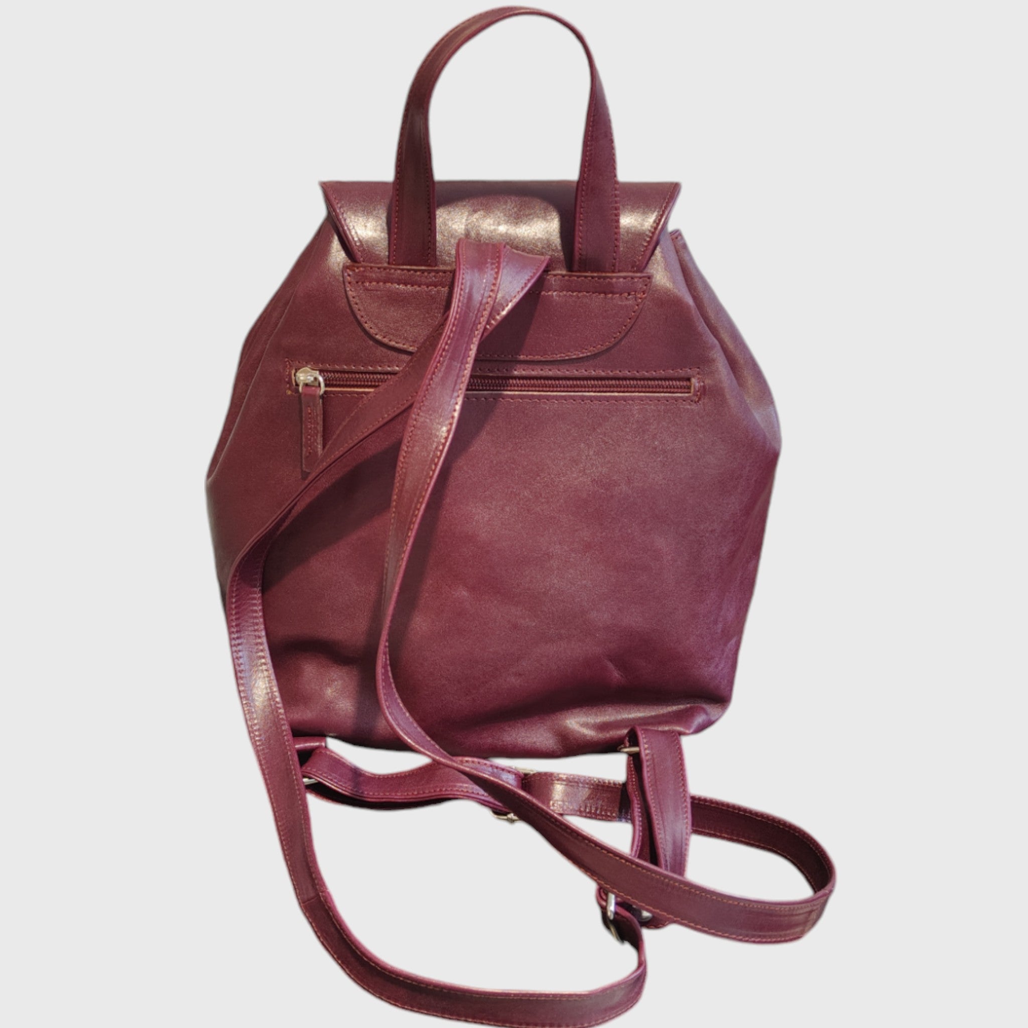 Pelletteria Pelle Nuda Milano, artigianato italiano, Vera pelle, zaino Tappo bordeaux