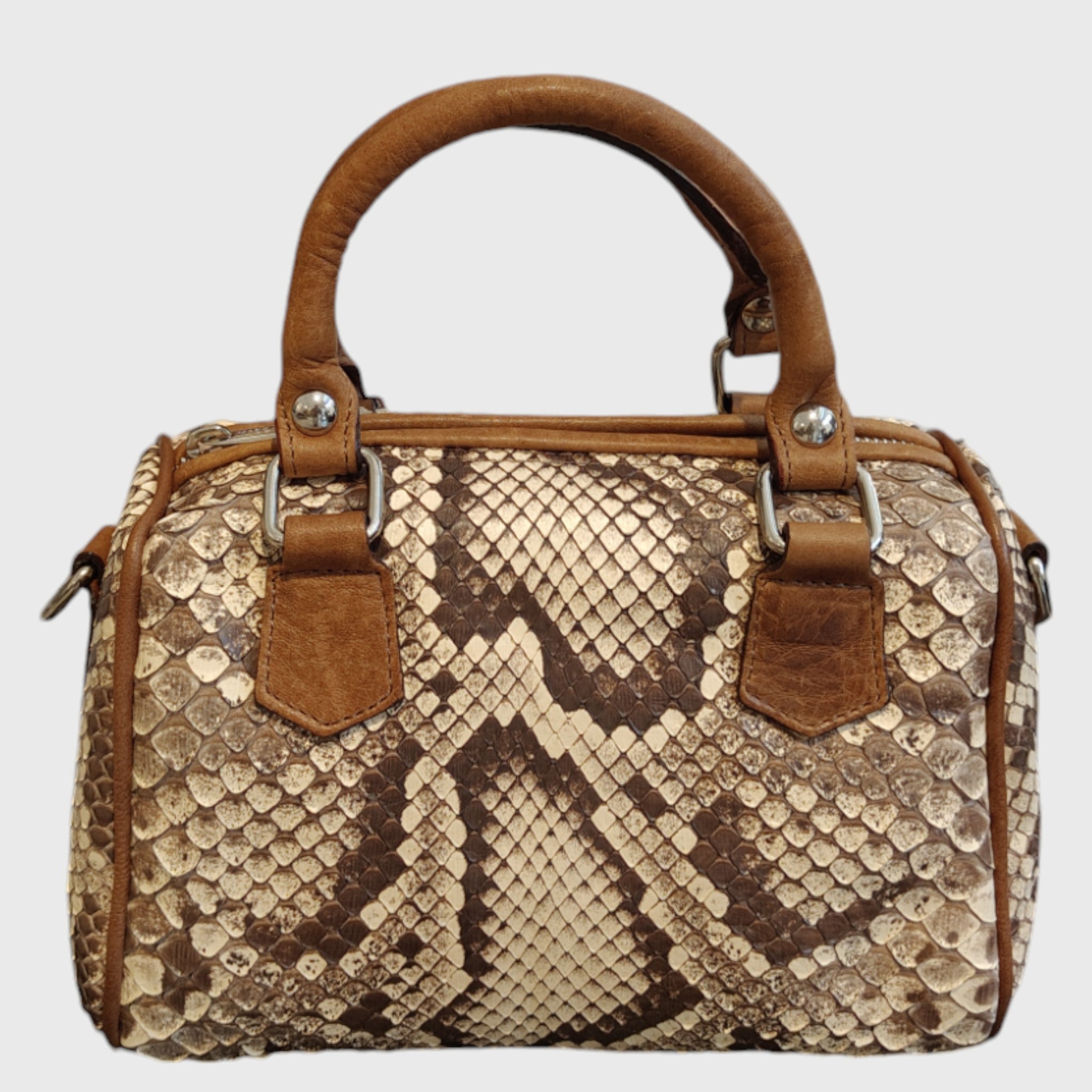 Pelletteria Pelle Nuda Milano, Artigianato italiano, borsa donna, vera pelle, Bauletto mini pitone