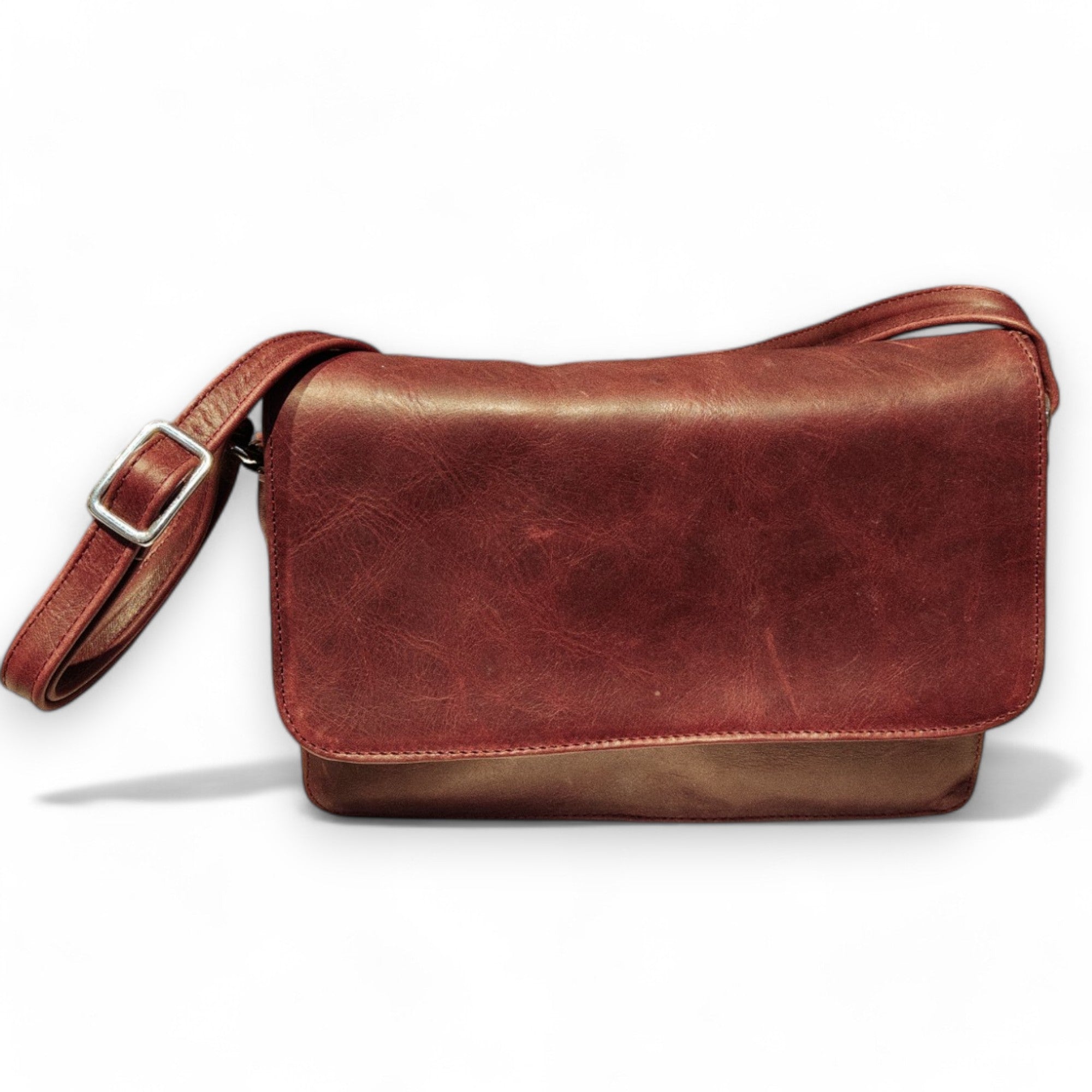 Pelletteria Pelle Nuda Milano, Artigianato italiano, vera pelle, Borsa donna, Tracolla, Big tre soffietti bordeaux