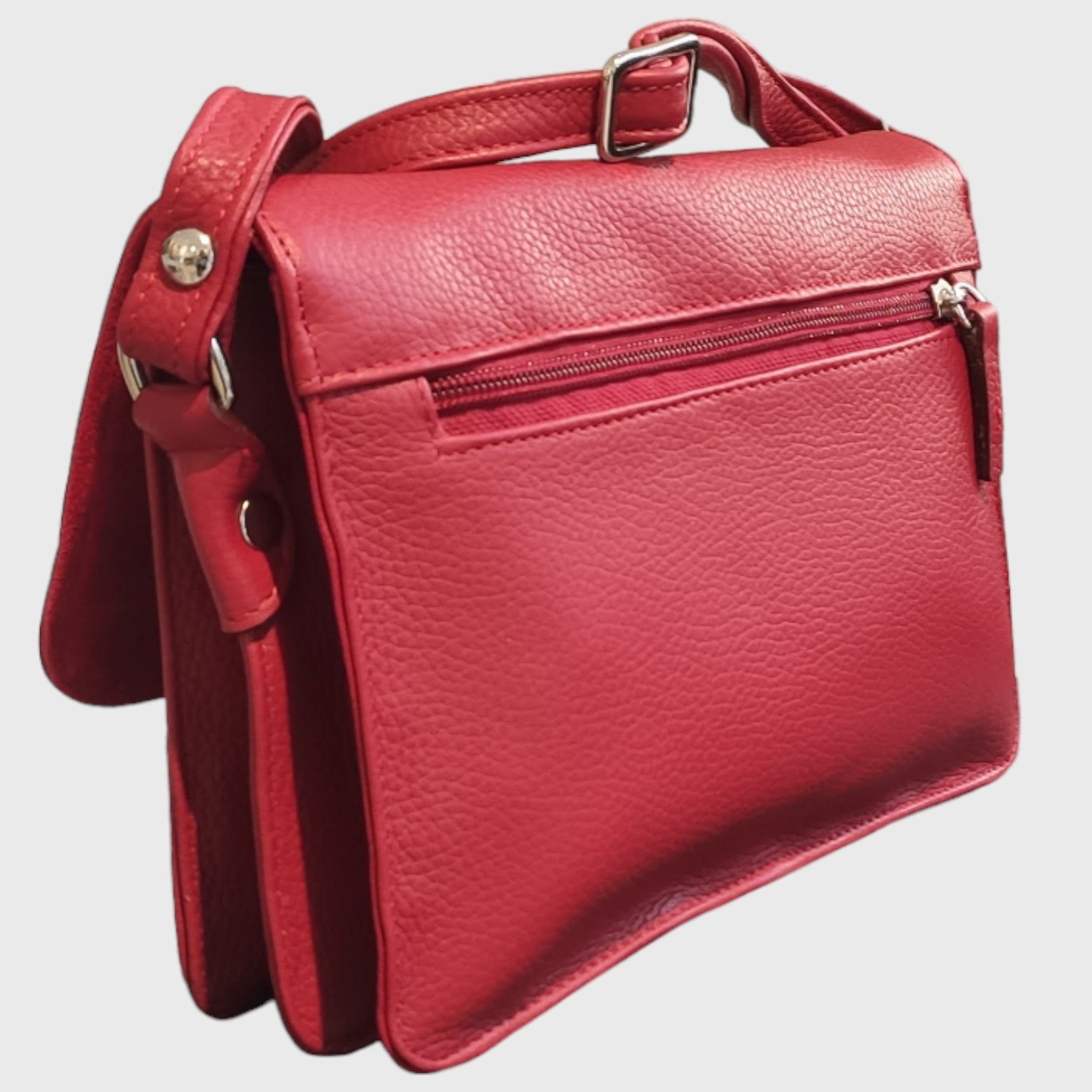 Pelletteria Pelle Nuda Milano, Artigianato italiano, Borse donna, vera pelle, Big tre soffietti rossa