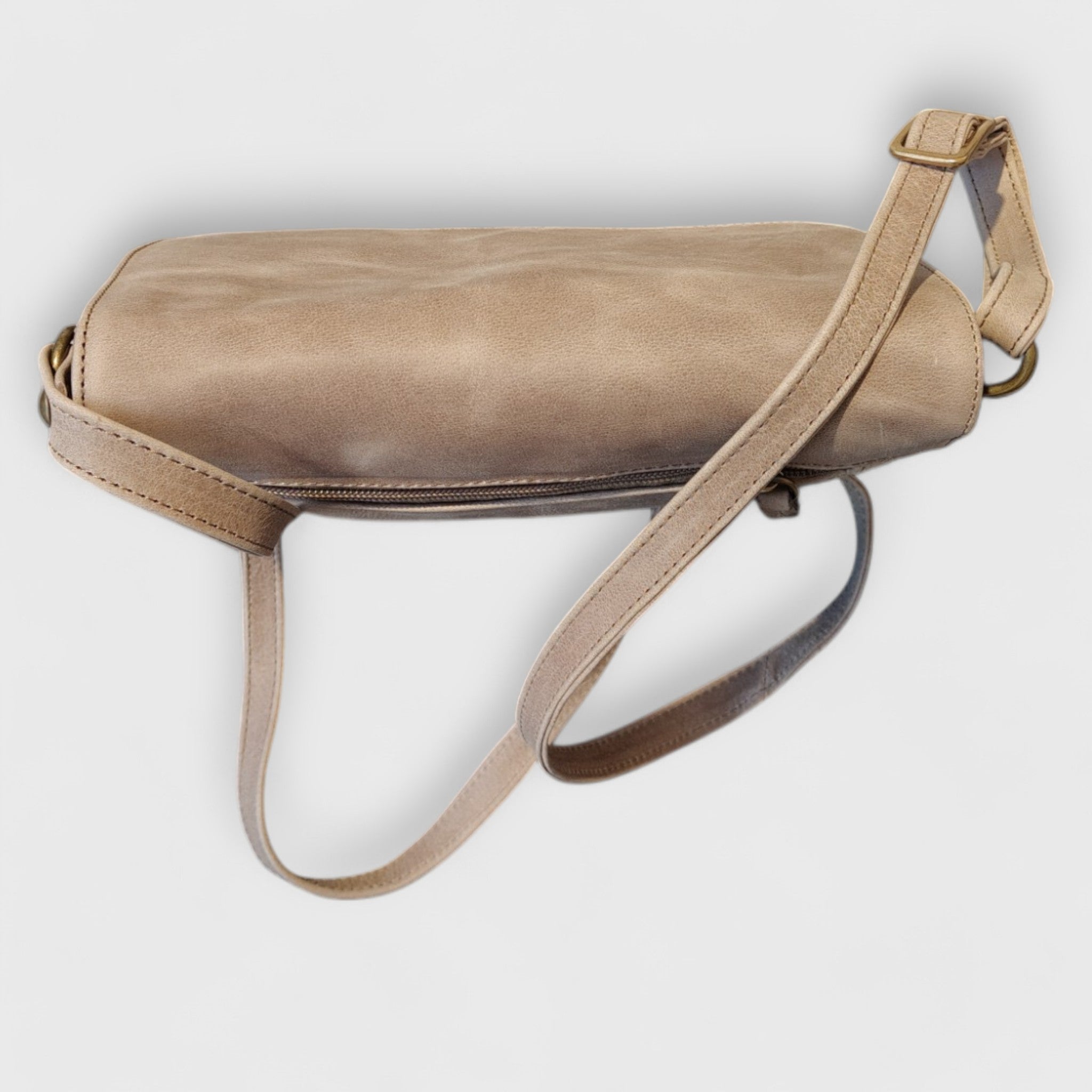 Pelletteria Pelle Nuda Milano, Artigianato italiano, vera pelle, borsa tracolla donna, big tre soffietti beige