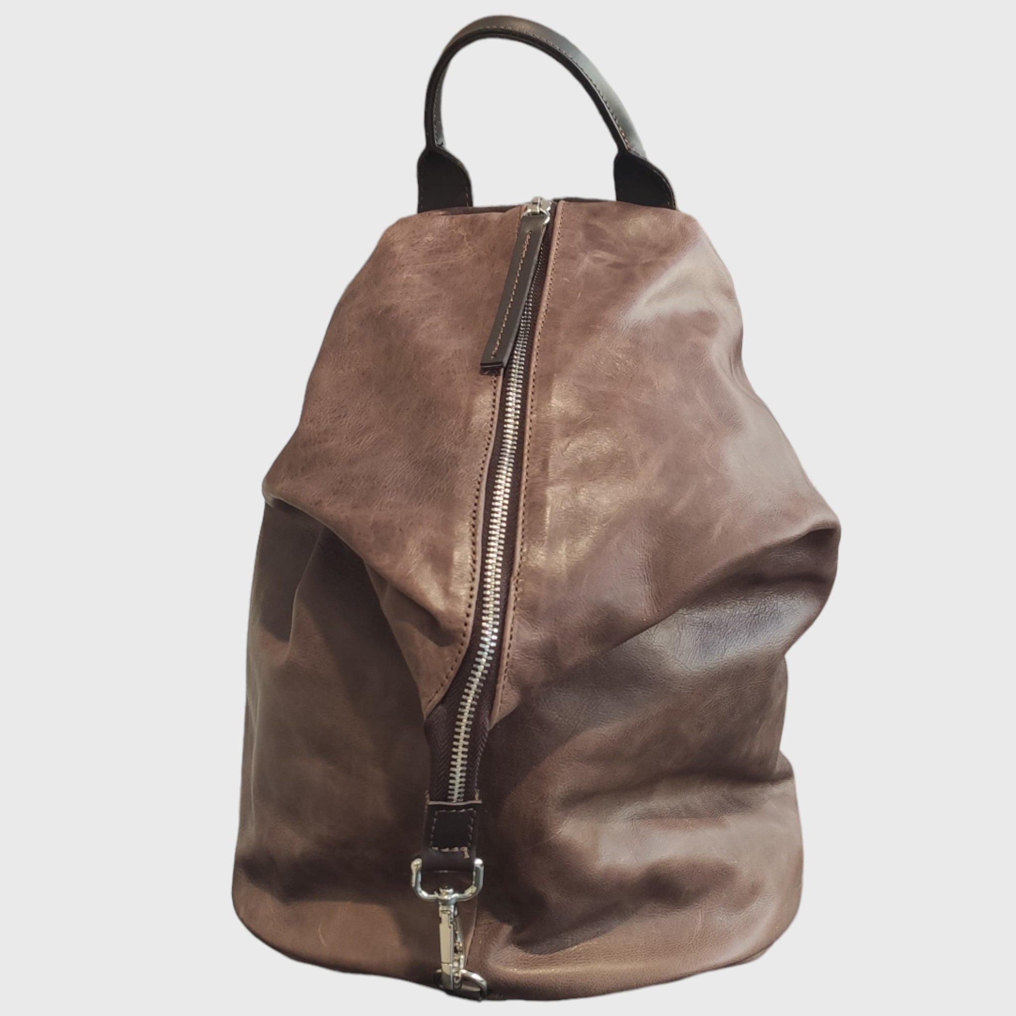 Pelletteria Pelle Nuda Milano, Zaino Rino marrone, vera pelle, artigianato italiano