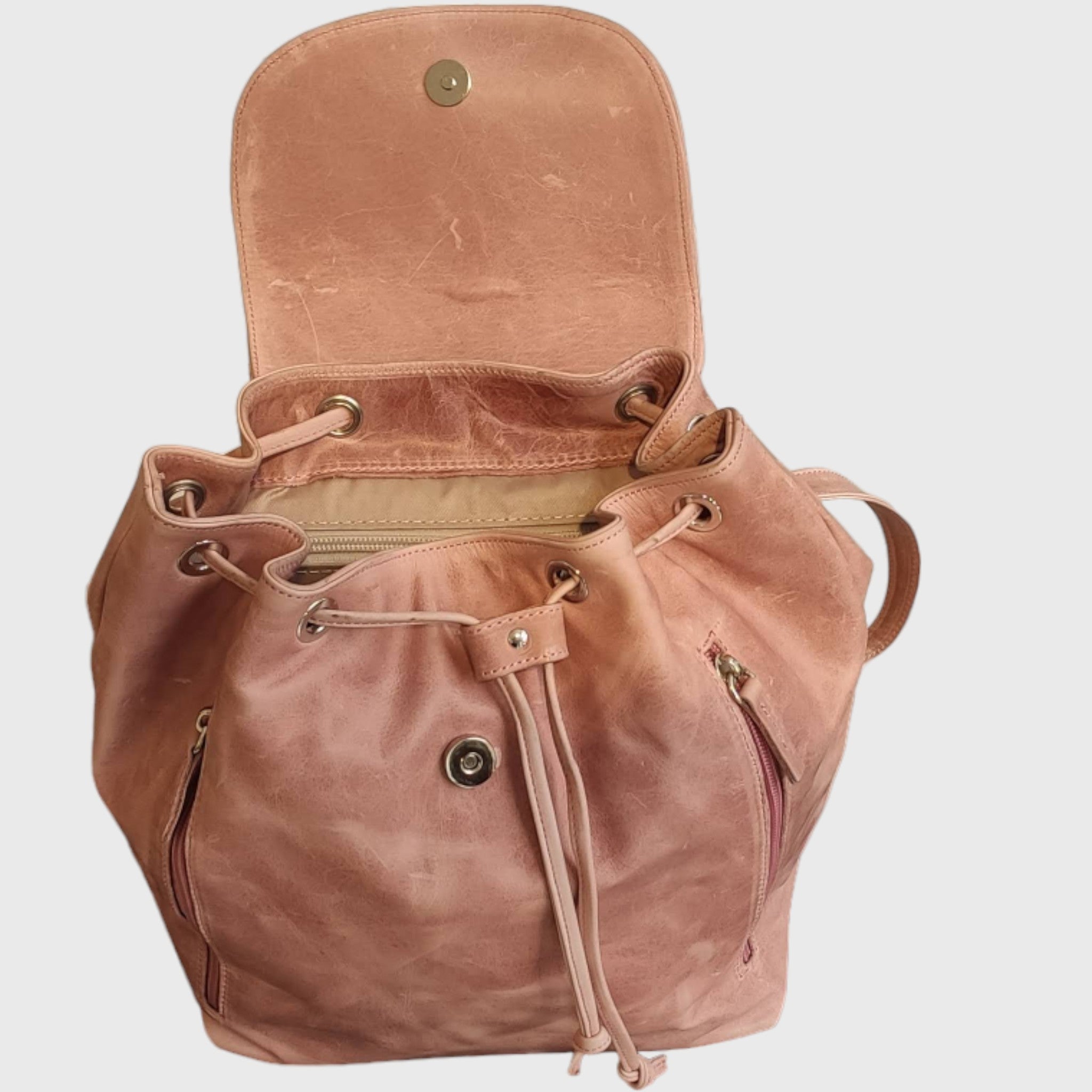 Pelletteria Pelle Nuda Milano, Artigianato italiano, Zaino donna, pelle vera, Borsa donna, Zaino Tappo rosa