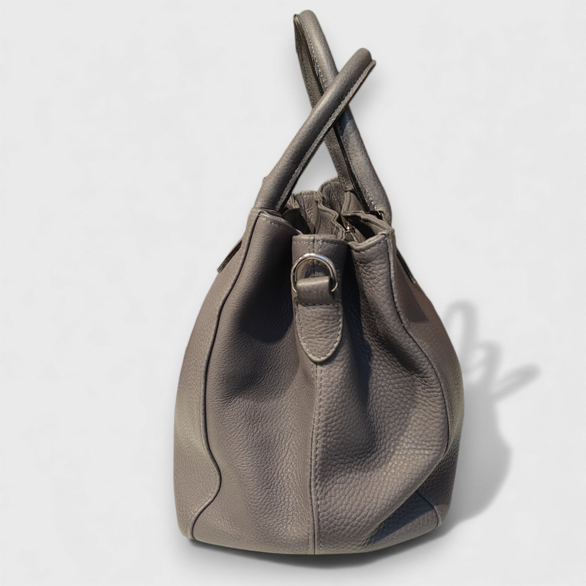 Pelletteria Pelle Nuda Milano, Artigianato italiano, Vera pelle, Negozio borse donna, 3 zip grigio cenere