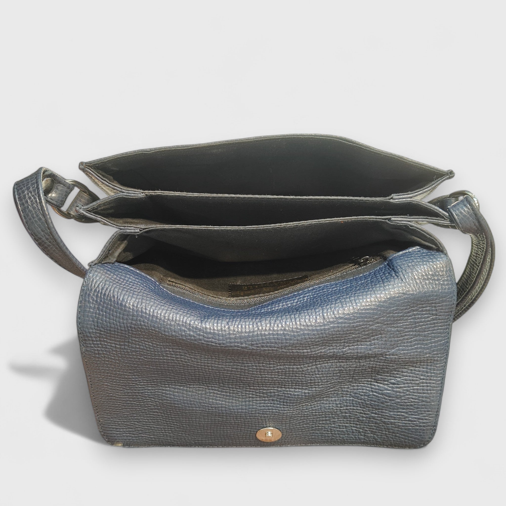 Pelletteria Pelle Nuda Milano, Artigianato Italiano, Vera Pelle, Negozio borse donna, Big tre soffietti blu