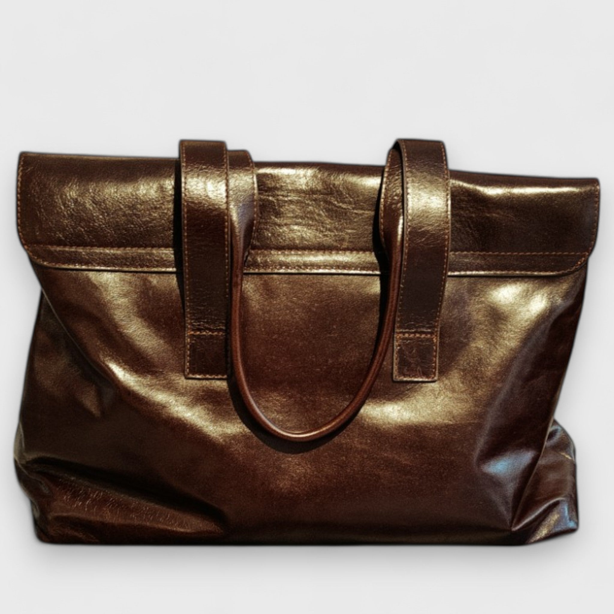 Pelletteria Pelle Nuda Milano, Artigianato Italiano, vera pelle, borsa donna, Chiara grande marrone