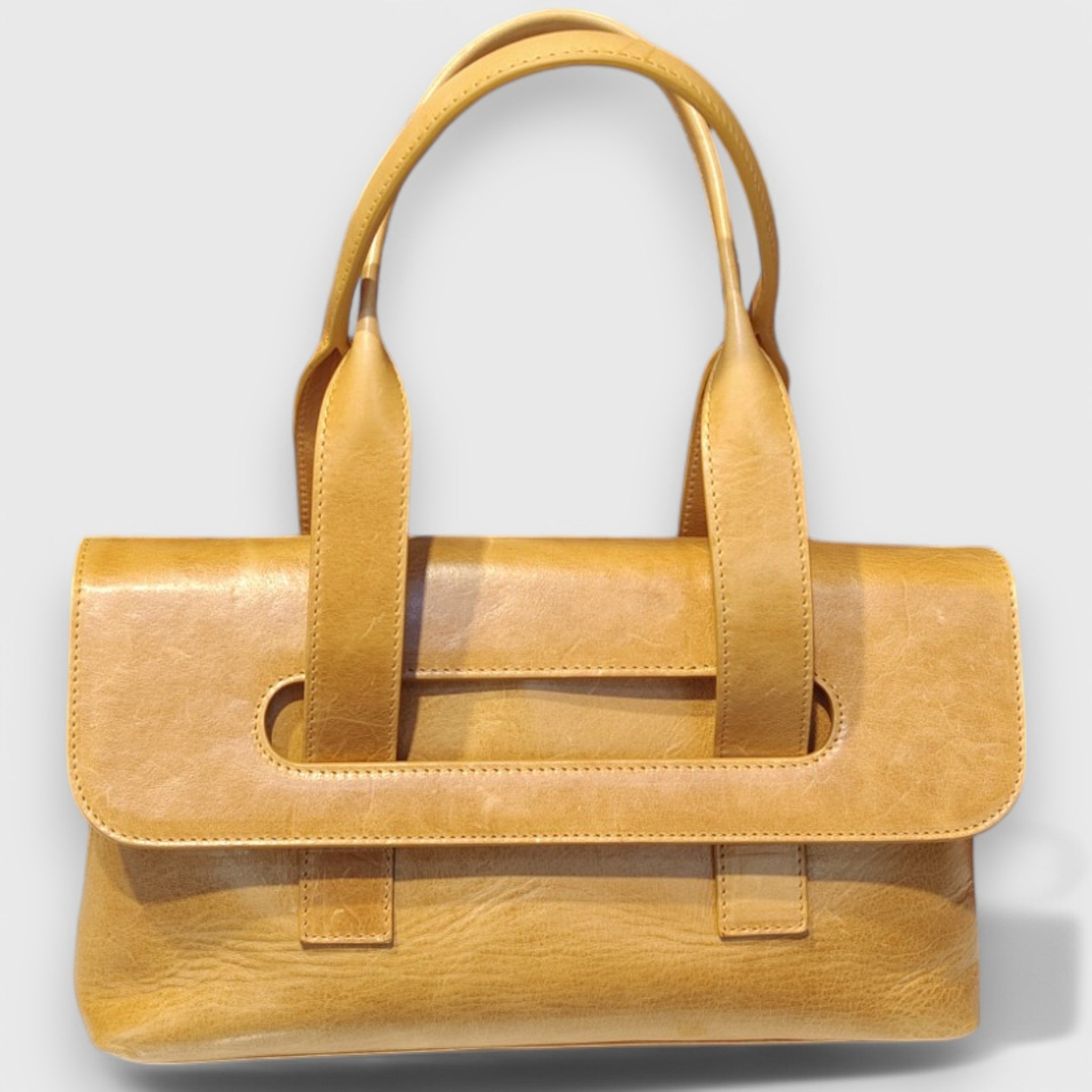 Pelletteria Pelle Nuda Milano, Artigianato Italiano, Vera pelle, Negozio Borse donna, Chiara piccola giallo 