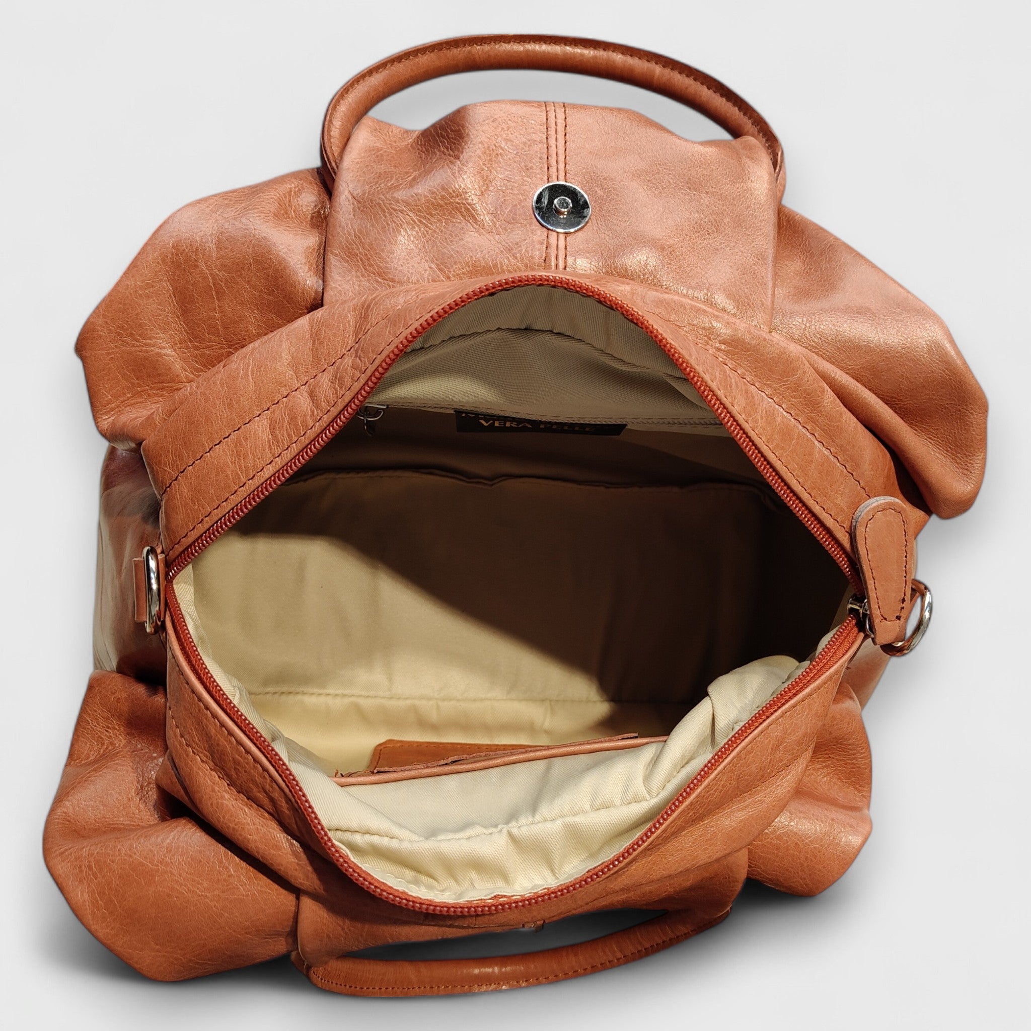 Pelletteria Pelle Nuda Milano, Artigianato Italiano, Vera pelle, Negozio borse donna,  Frida marrone rosato