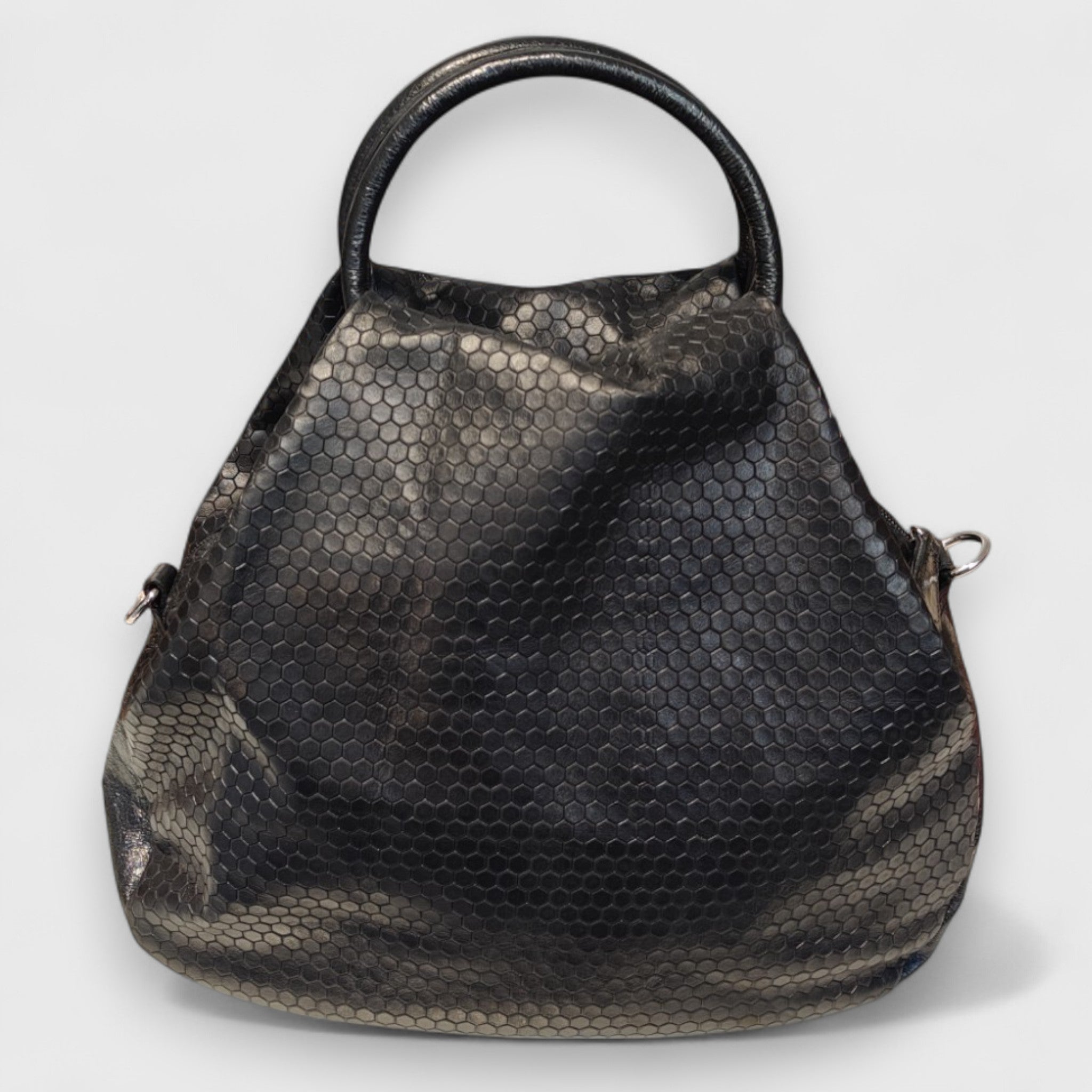 FRIDA - borsa in pelle nera con stampa