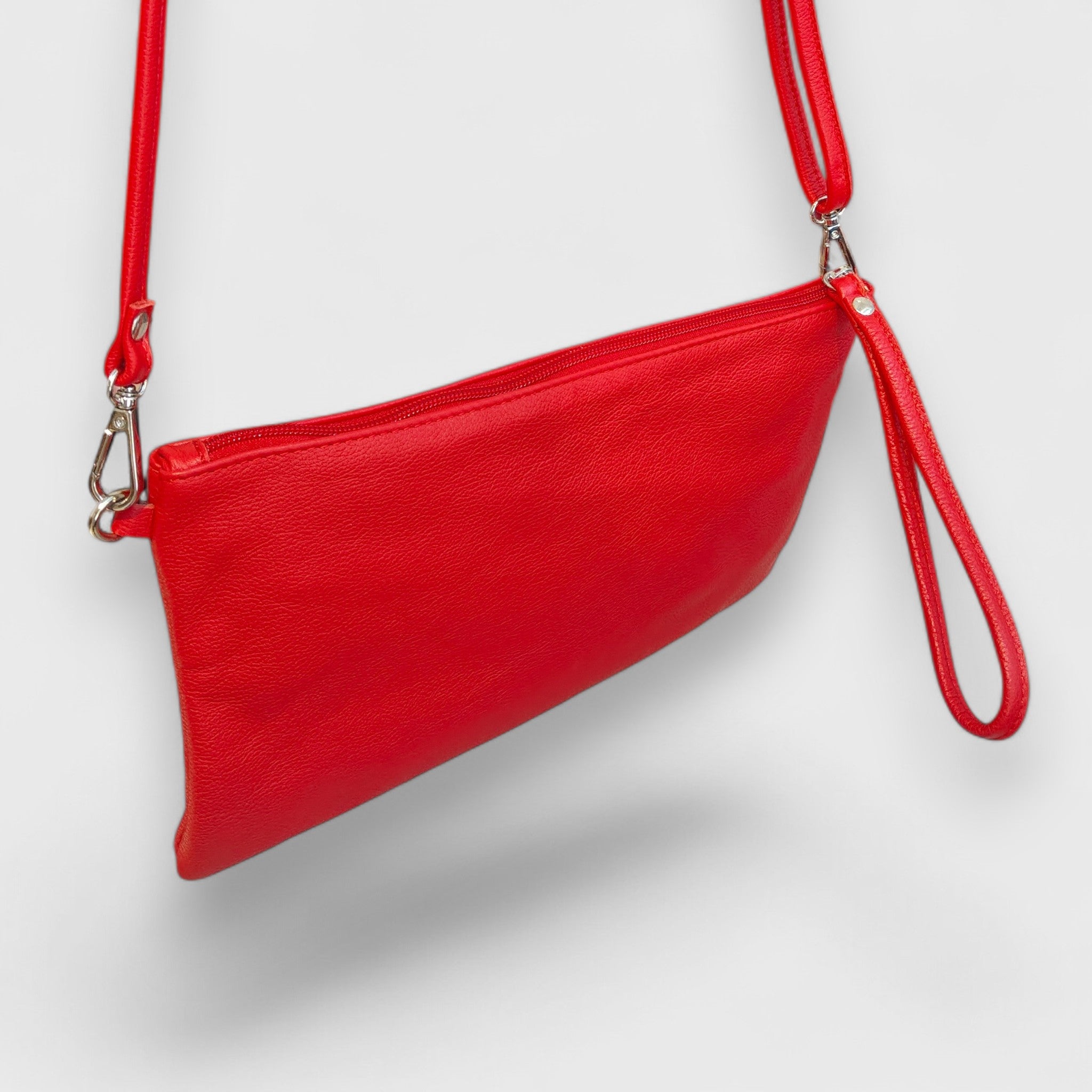 Pelletteria Pelle Nuda Milano, Vera pelle italiana, Negozio borse donna, Tracolla ASV rosso