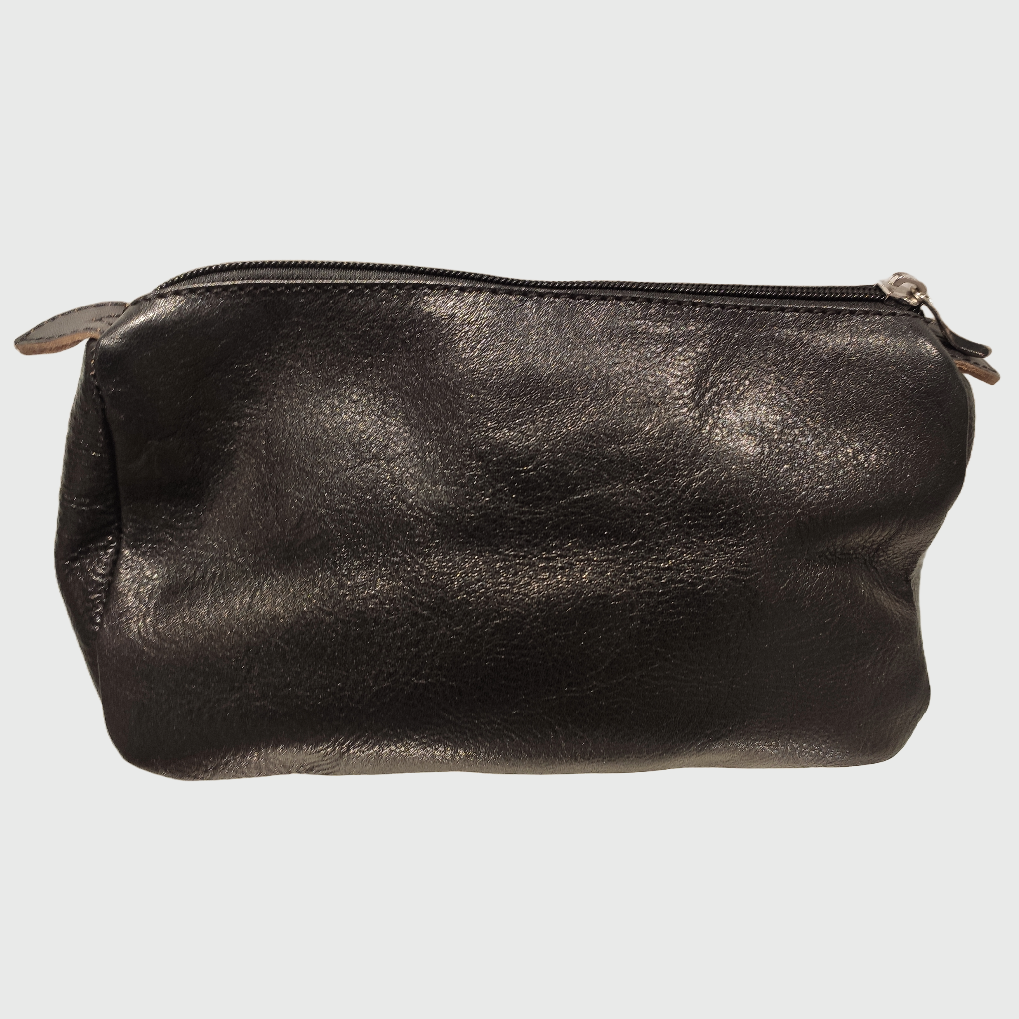 Trousse in pelle, borsa in pelle, vera pelle, Triangolo nero, artigianato italiano, Pelle Nuda Milano