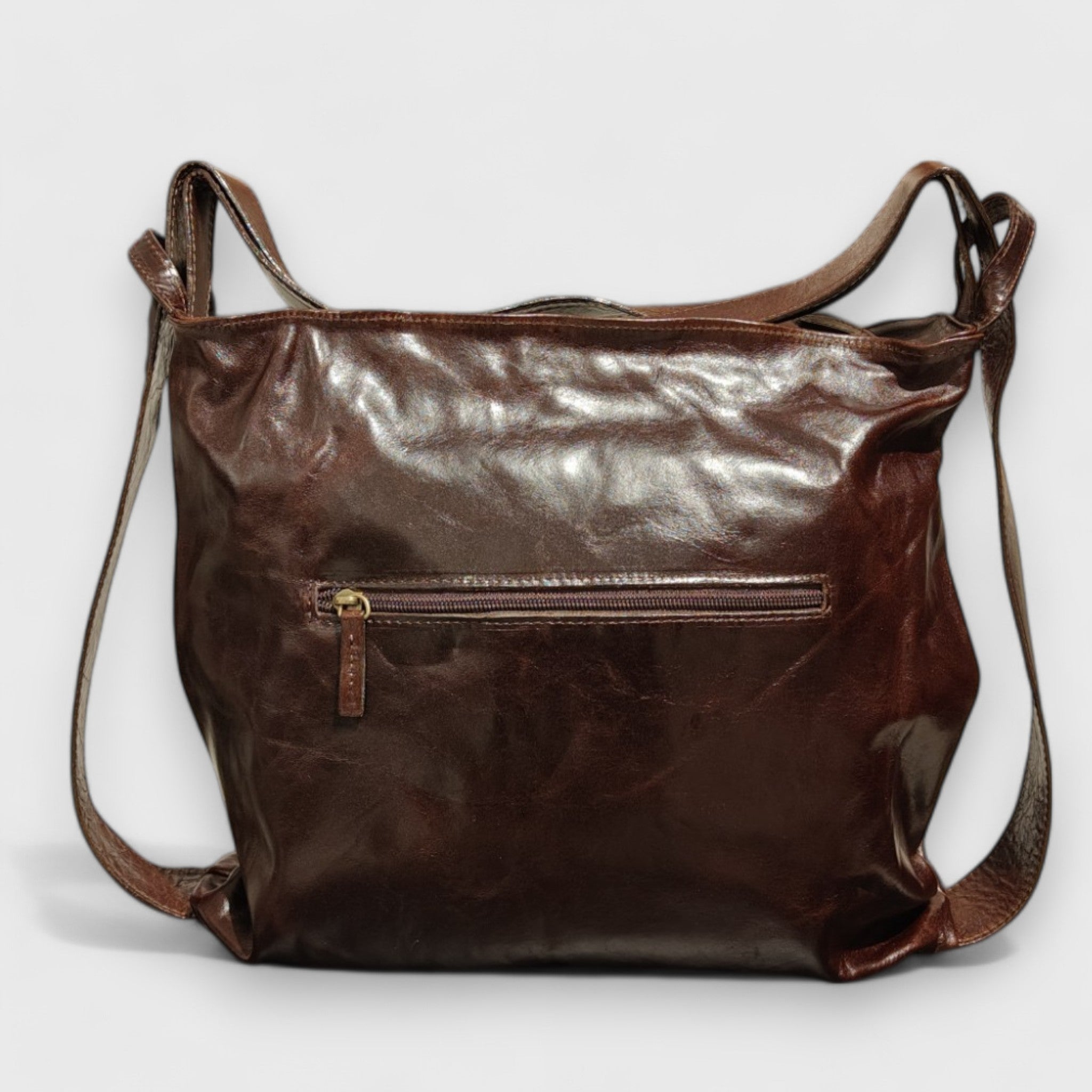 Pelletteria Pelle Nuda Milano, Artigianato Italiano, Vera pelle,  Borsa donna, Zaino Roma marrone