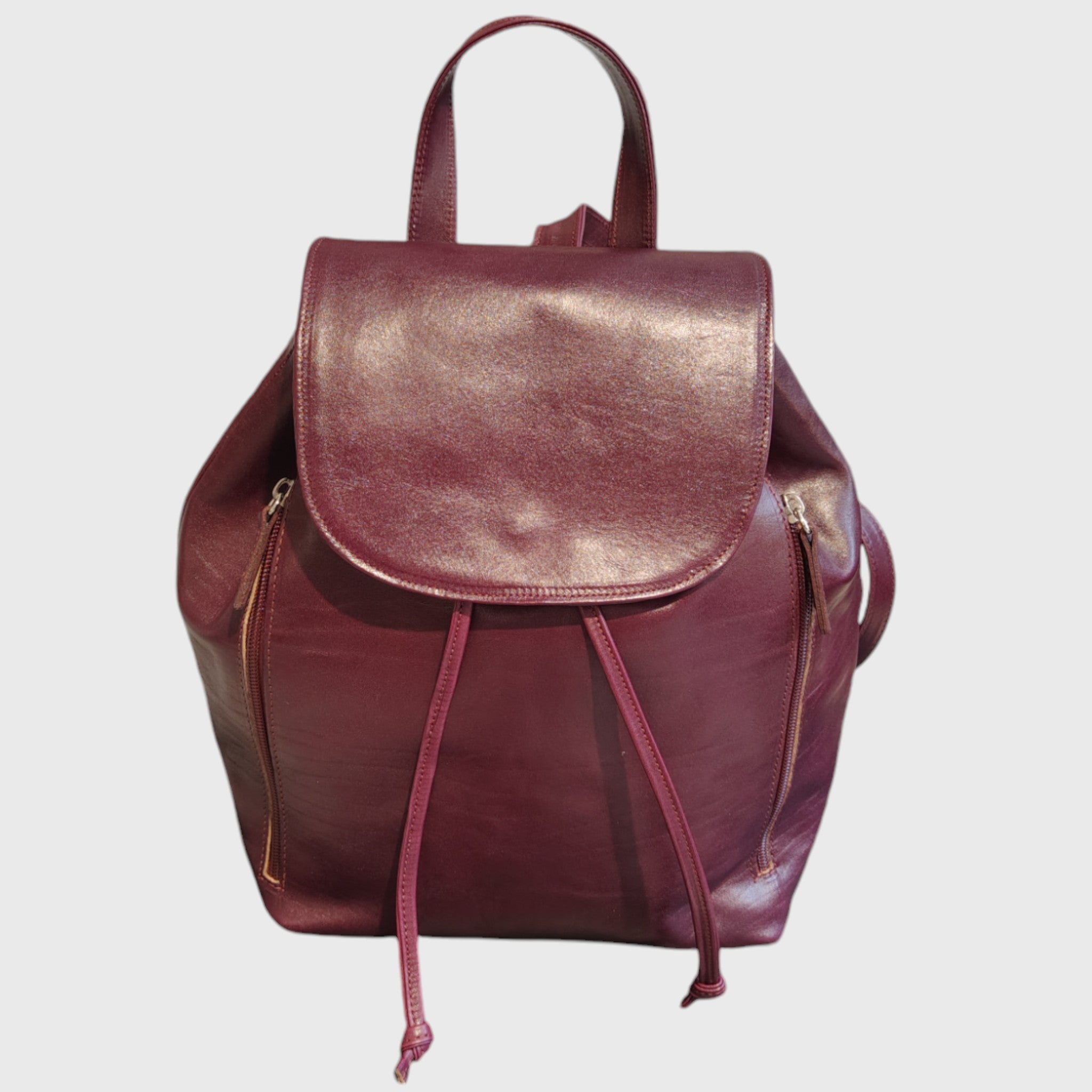 Pelletteria Pelle Nuda Milano, artigianato italiano, Vera pelle, zaino Tappo bordeaux