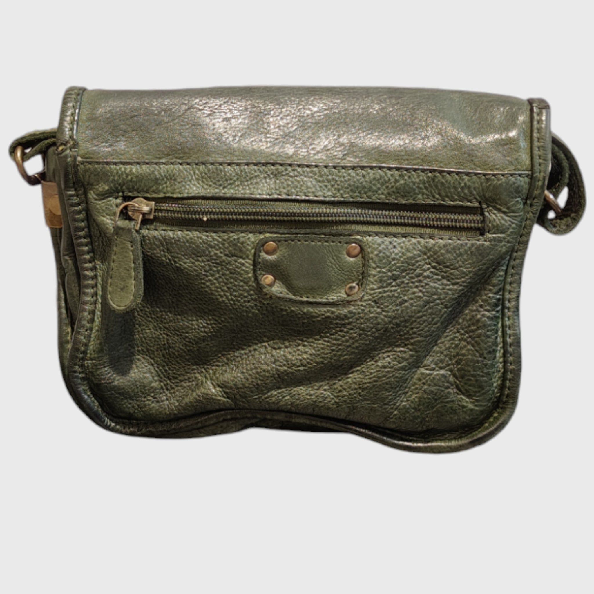 Pelletteria Pelle Nuda Milano, Artigianato italiano, vera belle, tracolla donna, Gaia  verde