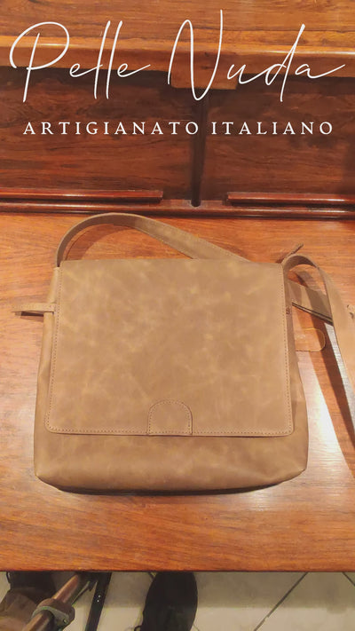 Borsa uomo, borsa in pelle, vera pelle, Asti marrone, artigianato italiano, Pelletteria Pelle Nuda Milano