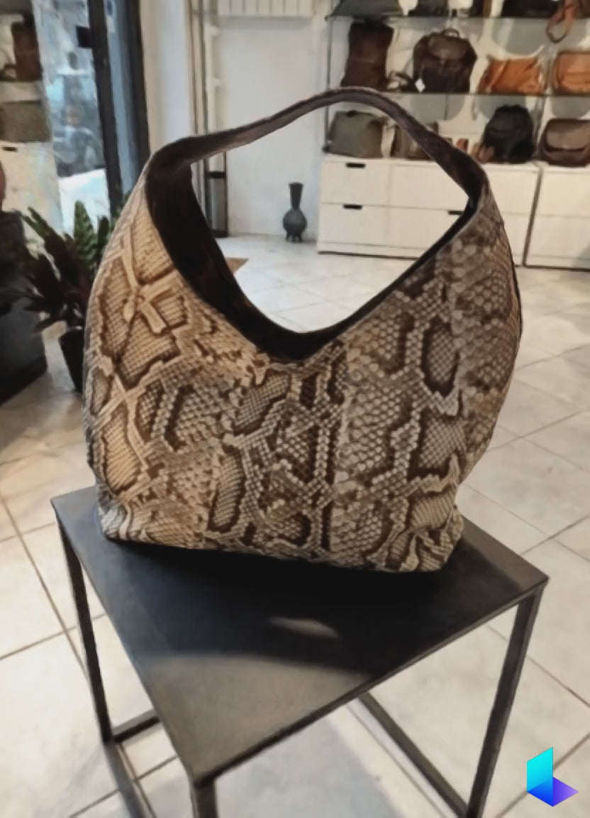 Pelletteria Pelle Nuda Milano, Artigianato italiano, Barchetta in pitone, borsa donna, vera pelle