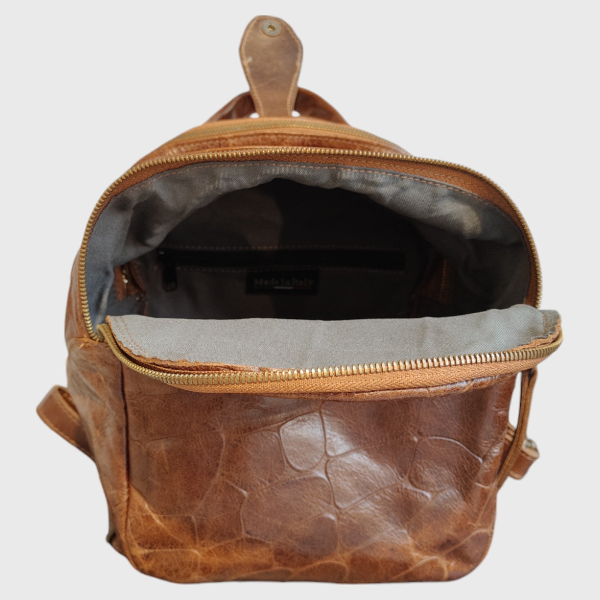 Pelletteria Pelle Nuda Milano, Artigianato italiano, vera pelle, borsa donna, Zaino micro marrone